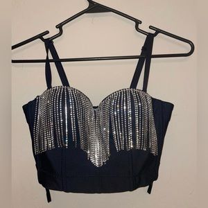 Sparkle fringe corset top